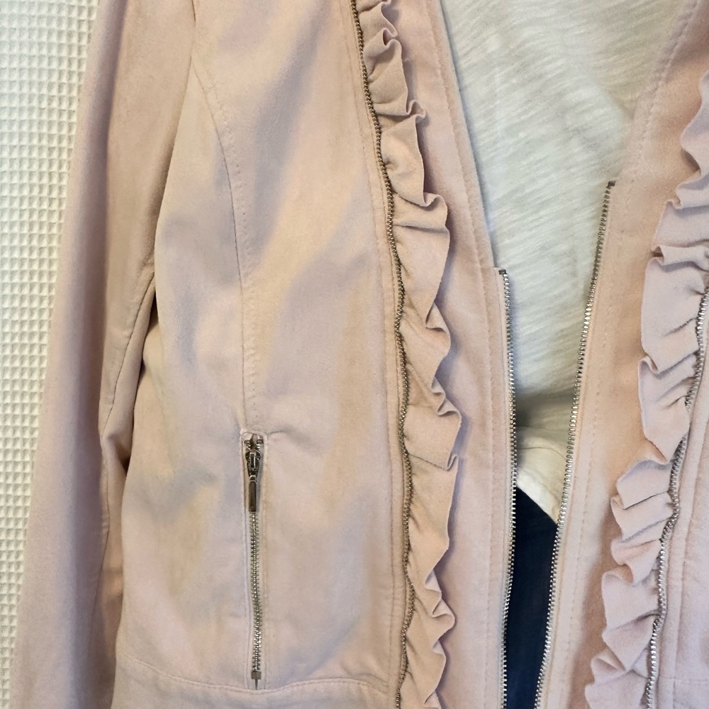 Lysse Light Pink Ruffle Front Zip Jacket - Picture 2 of 6
